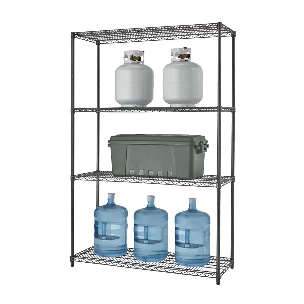 TRINITY PRO Black 4-Tier Steel Wire Garage Storage Shelving Unit (48 in. W x 72 in. H x 18 in. D)