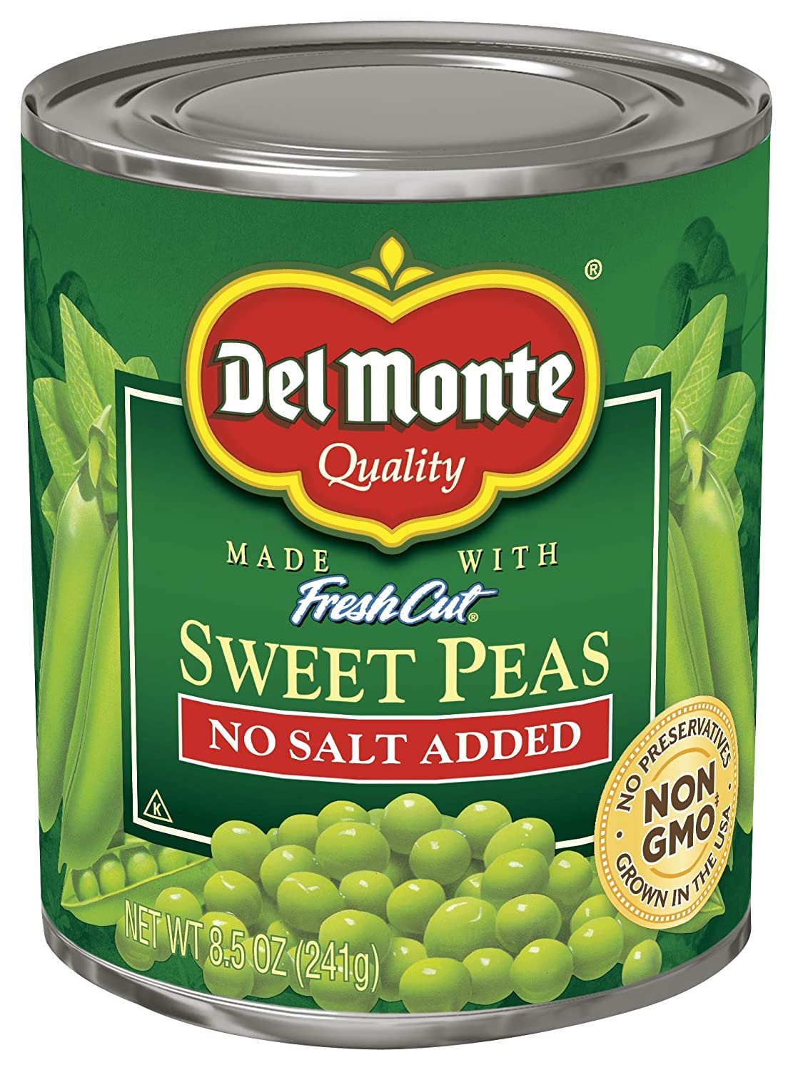 Del Monte Canned Fresh Cut Sweet Peas No Salt Added. 8.5-Ounce (Pack of 12)