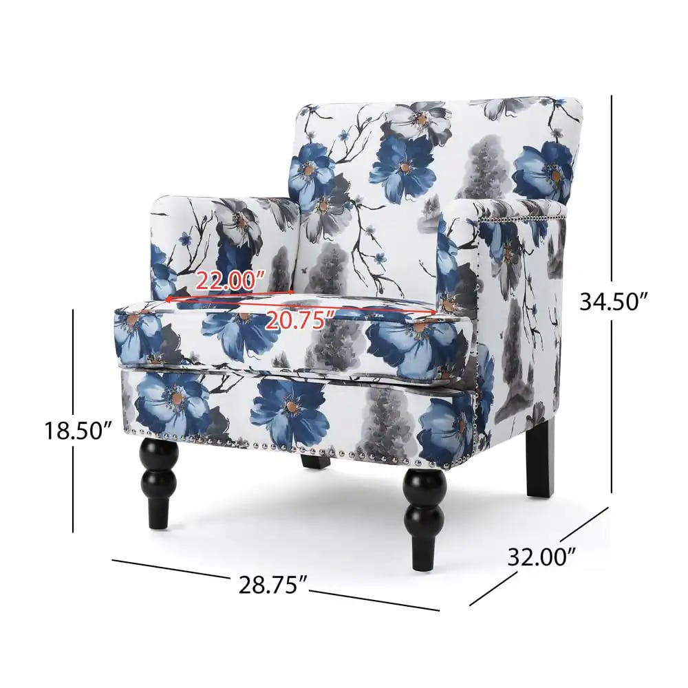 Noble House Rayna Floral Print Fabric Club Chair