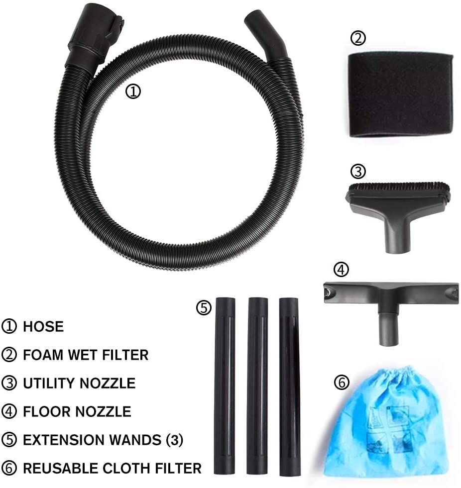 Vacmaster 3 Peak HP 5 Gallon Shop Vacuum Lightweight Powerful Suction Wet Dry Vacuum Cleaner with Blower Function for Dog Hair.Garage.Car.Home and Workshop