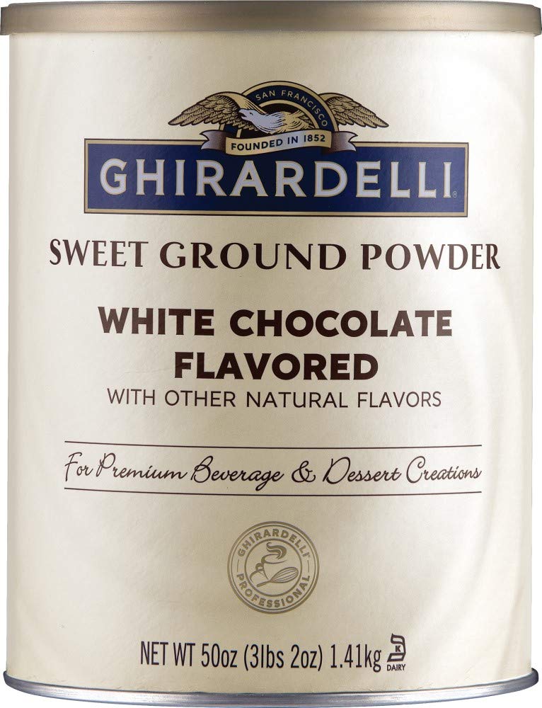 Ghirardelli Chocolate Company Sweet Ground White Chocolate Flavor Beverage Mix. 50 Ounce Canister