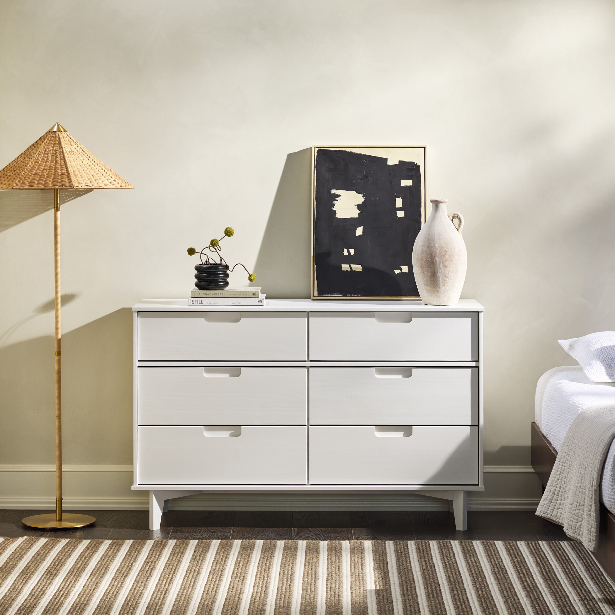 Manor Park Sonoma 6-Drawer Solid Wood Dresser. White