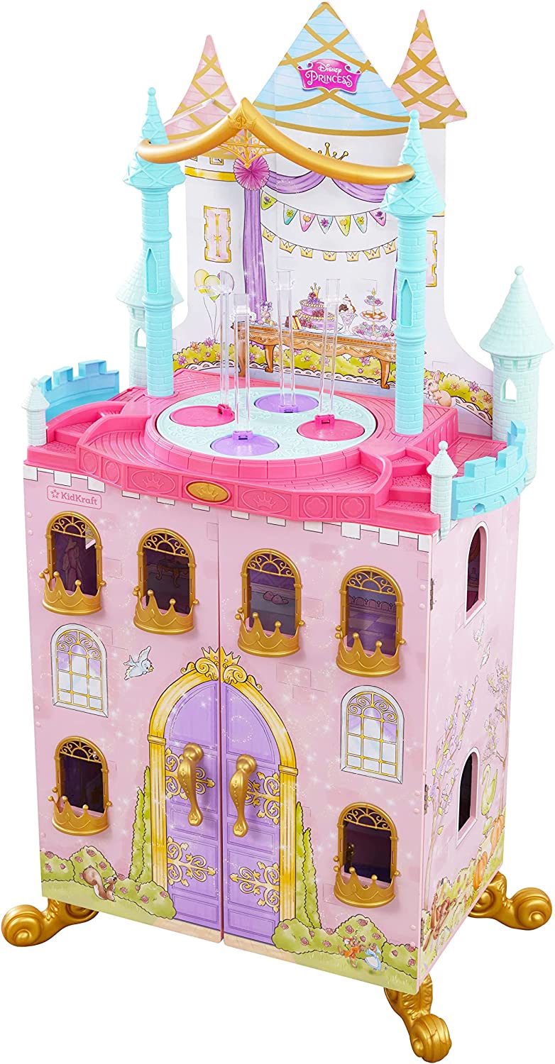 KidKraft Disney Princess Dance & Dream Wooden Dollhouse. Over 4-Feet Tall with Sounds. Spinning Dance Floor and 20 Play Pieces. Gift for Ages 3+ . Pink