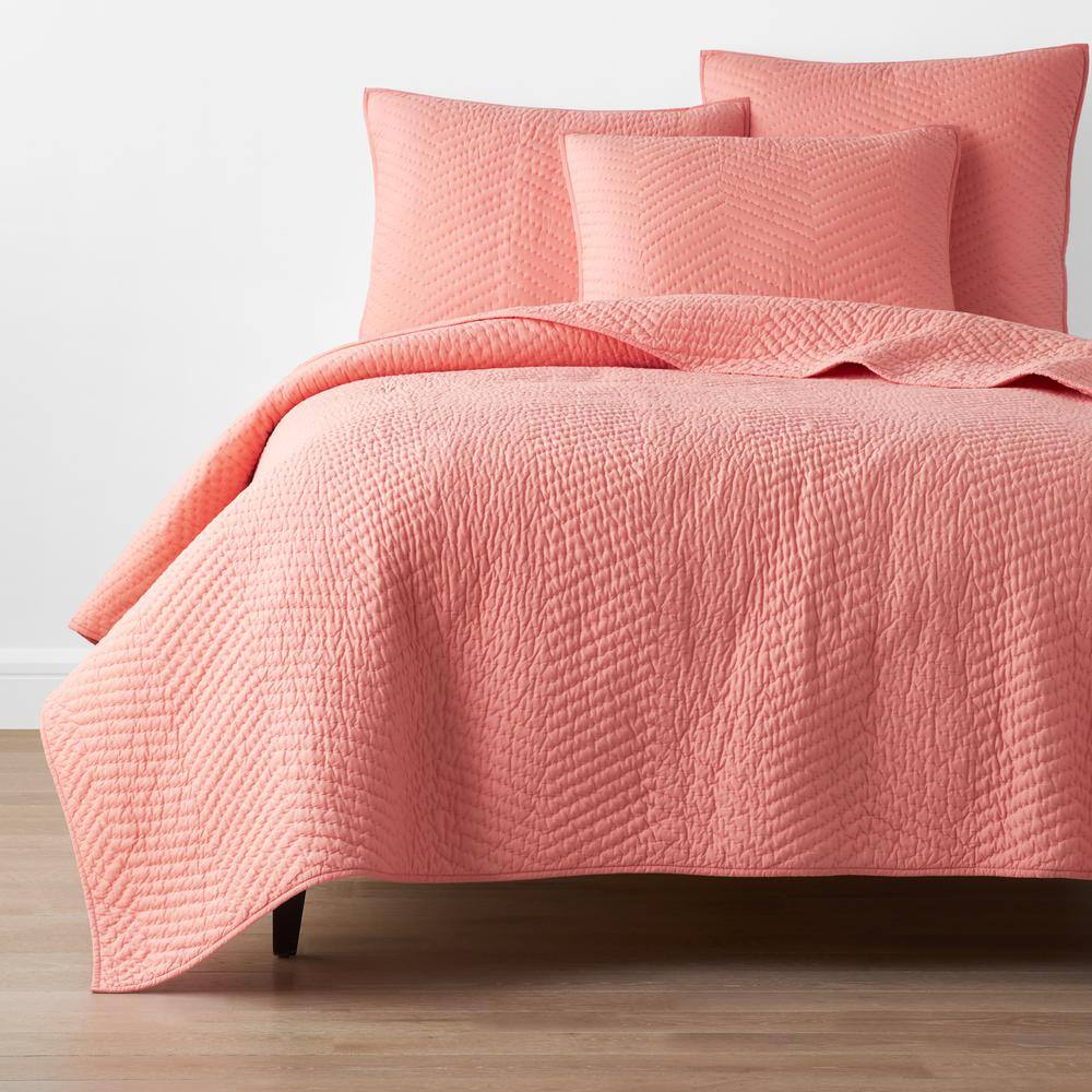 The Company Store  Company Cotton Coral Solid Twin Quilt - Coral