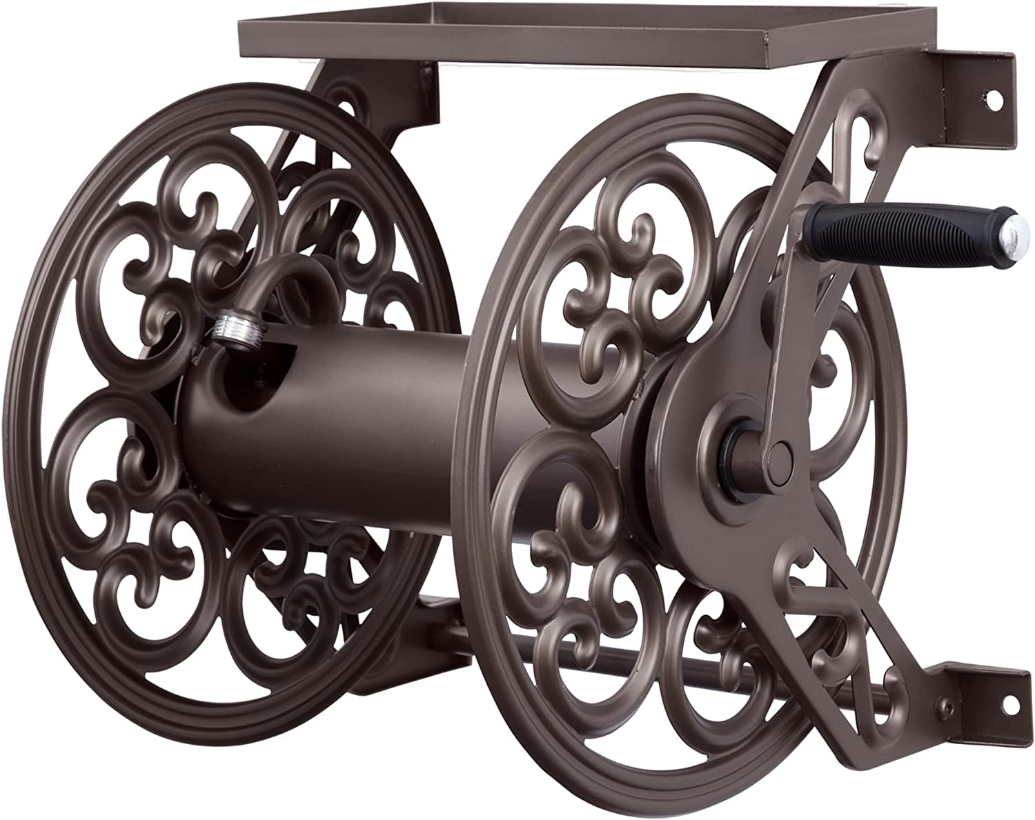 Liberty Garden Products 708 Steel Decorative Wall Mount Garden Hose Reel. Holds 125-Feet of 5/8-Inch Hose - Bronze