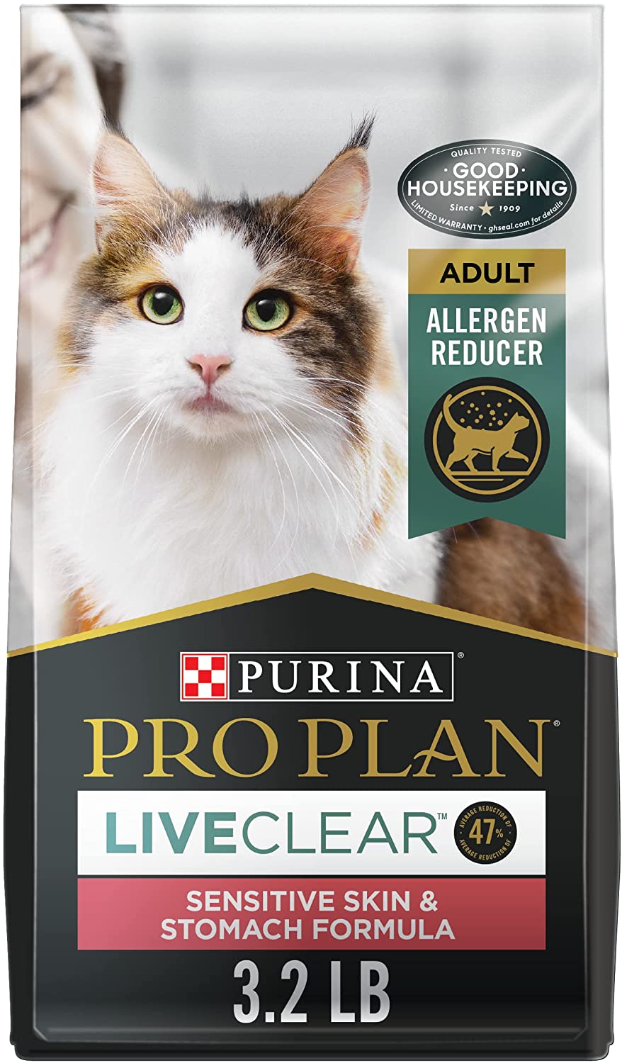 Purina Pro Plan Allergen Reducing. High Protein Dry Cat Food. LIVECLEAR Turkey and Oatmeal Formula - 3.2 lb. Bag