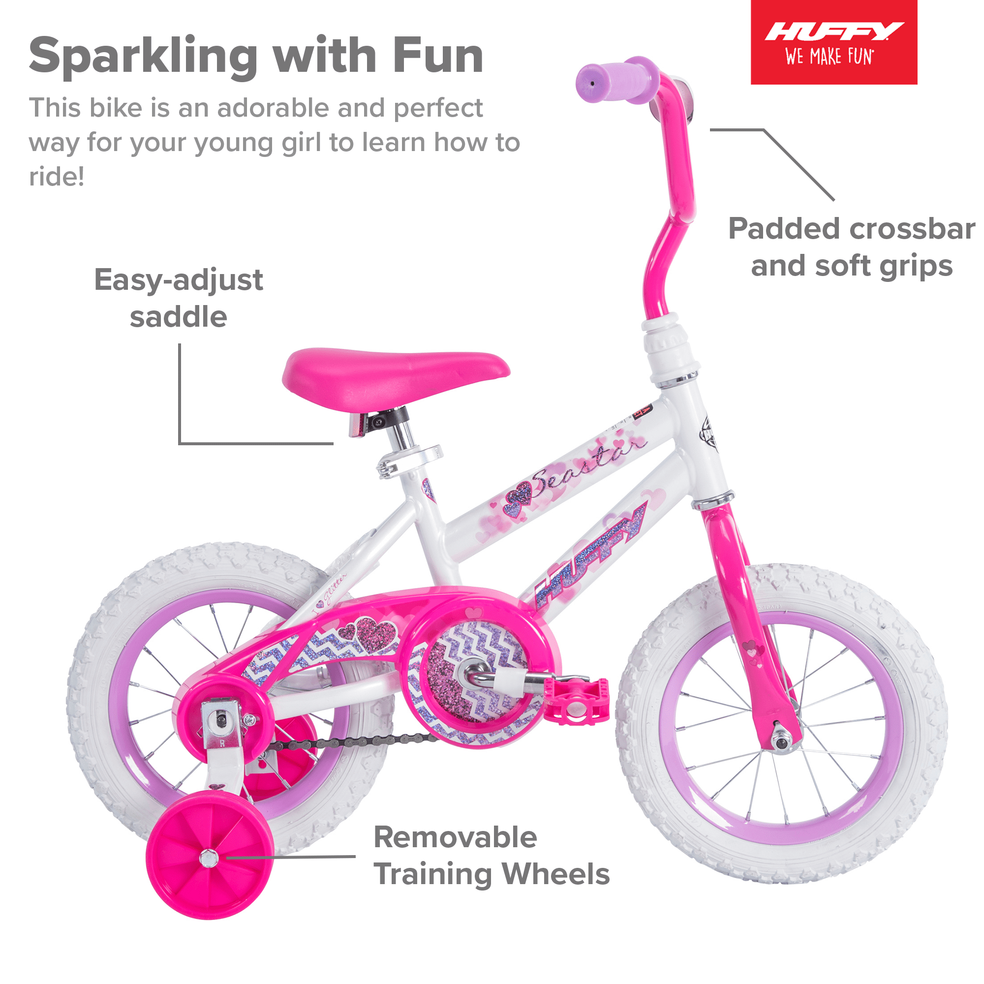 Huffy 12 in. Sea Star Girl Kids Bike. White