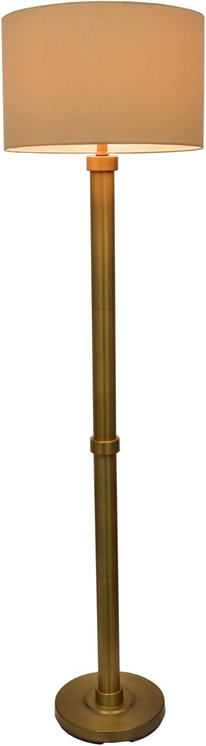Decor Therapy Zadar Brass Floor Lamp with Drum Shade. Beige
