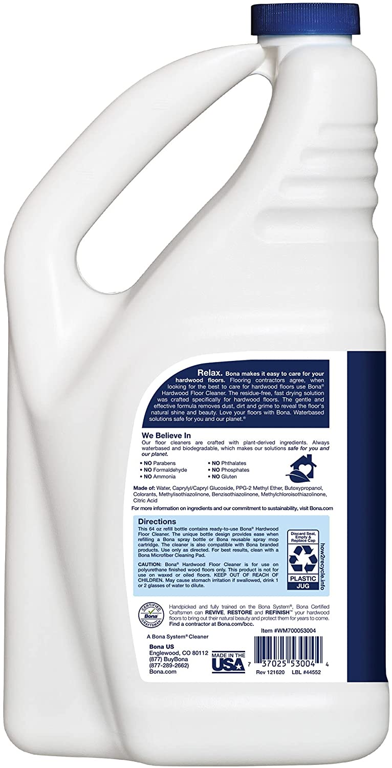 Bona Hardwood Floor Cleaner Refill. 64 Fl Oz