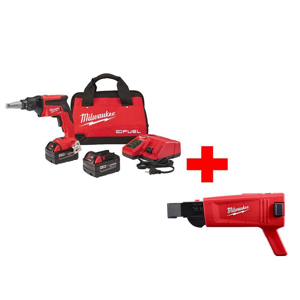 Milwaukee 2866-22-49-20-0001 M18 FUEL 18V Lithium-Ion Brushless Cordless Drywall Screw Gun XC Kit with Collated Screw Gun Attachment