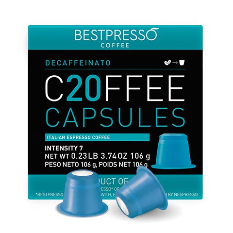 Bestpresso Coffee for Nespresso Original Machine 120 pods Certified Genuine Espresso Decaffeinato Blend(Medium Intensity)Pods Compatible with Nespresso Original 60 Days Satisfaction Guarantee