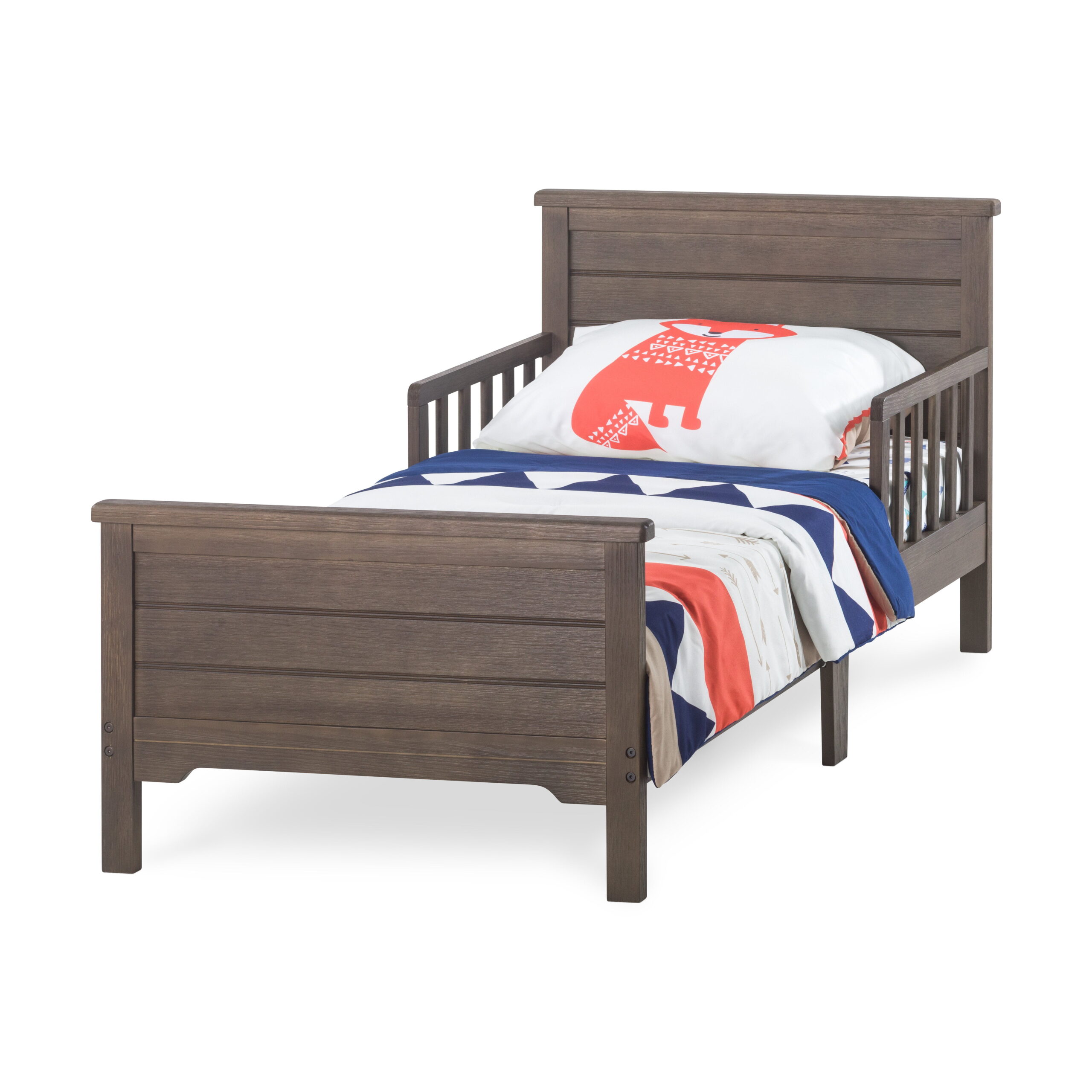 Forever Eclectic Woodland Toddler Bed with Rails. Brushed Truffle