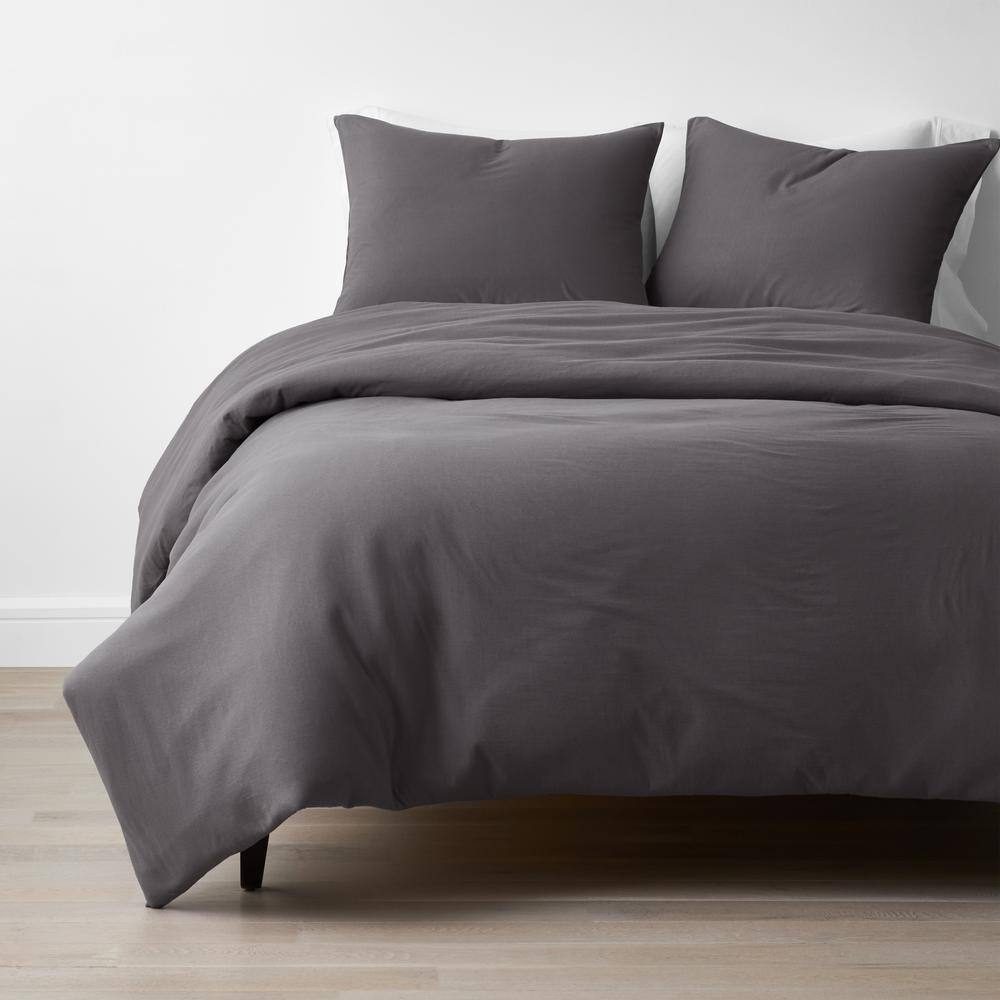 The Company Store  Company Cotton 4-Piece Dark Gray Solid Cotton Jersey Knit Queen Sheet Set - Dark Gray