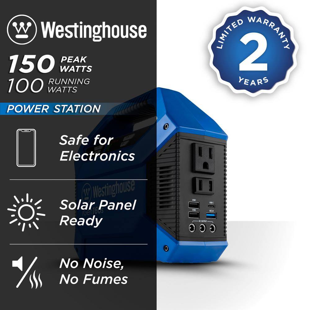 Westinghouse iGen160s iGen160s 100/150-Watt Lithium-Ion Portable Power Station with Power Inverter. LED Display. and Flashlight