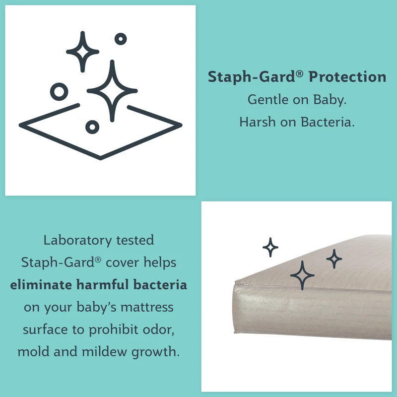 Sealy Baby Firm Rest Antibacterial Waterproof Baby Crib Mattress and Toddler Bed Mattress - 204 Premium Coils - 51.7 x 27.3″ EM438-VIV1