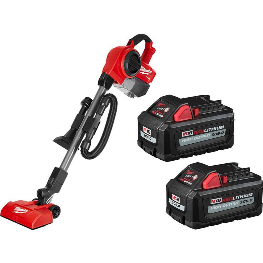 Milwaukee 0940-20-48-11-1862 M18 FUEL 18-Volt Lithium-Ion Brushless 0.25 Gal. Cordless Jobsite Vacuum with (2) M18 HIGH OUTPUT 6.0 Ah Batteries