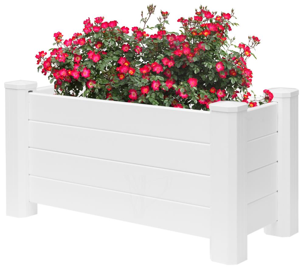 Gardenised 35.5-in W x 18.5-in H White PVC Vinyl Planter