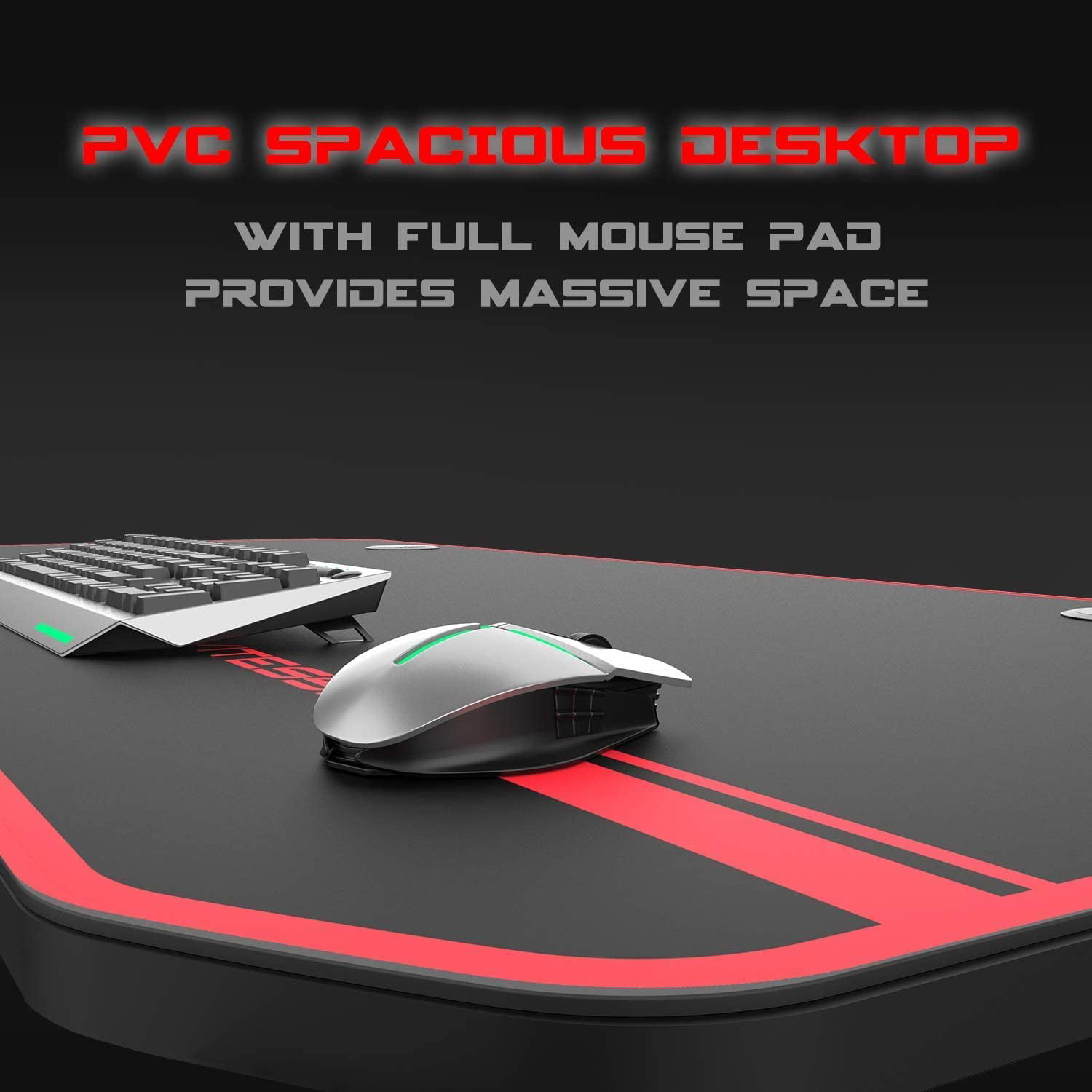 Vitesse Gaming Desk Computer Desk with Large Desk Mouse Pad. PC Gamer Table with Cup Holder & Headphone Hook