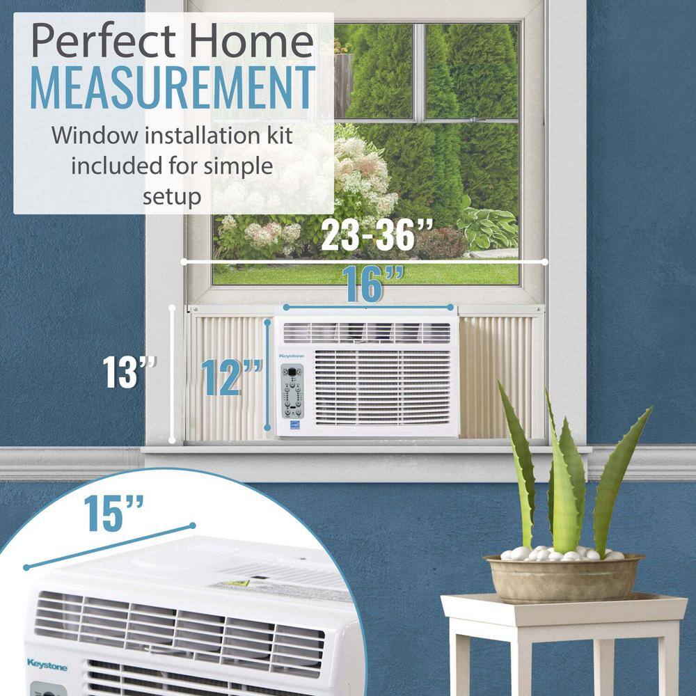 Keystone KSTAW05BE 5.000 BTU Window-Mounted Air Conditioner with Follow Me LCD Remote Control in White. KSTAW05BE
