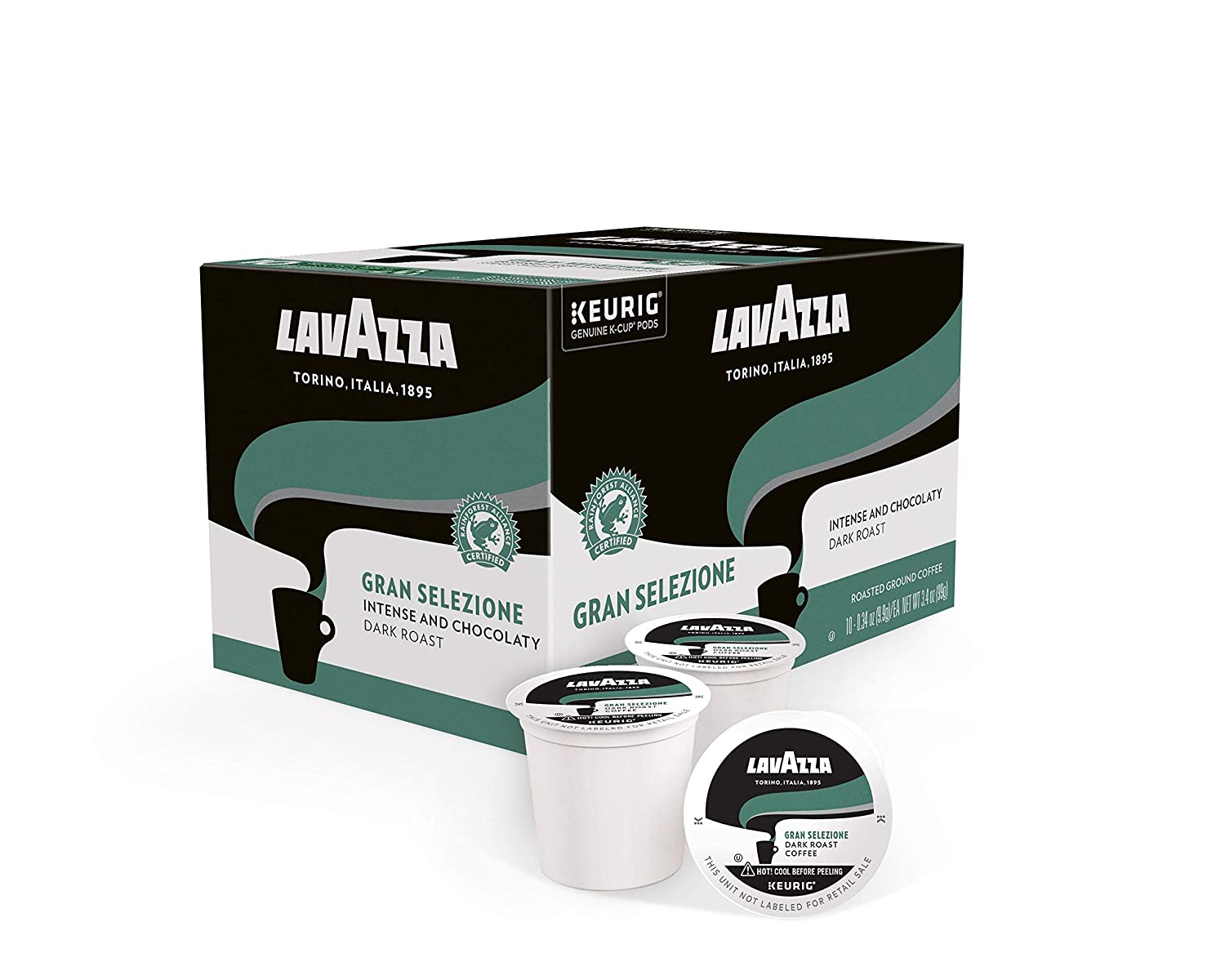 Lavazza Gran Selezione Single-Serve Coffee K-Cups for Keurig Brewer. Dark Roast. Authentic Italian. Value Pack. 100% Arabica. Rainforest Alliance Certified. 10-Count Boxes (Pack of 6)