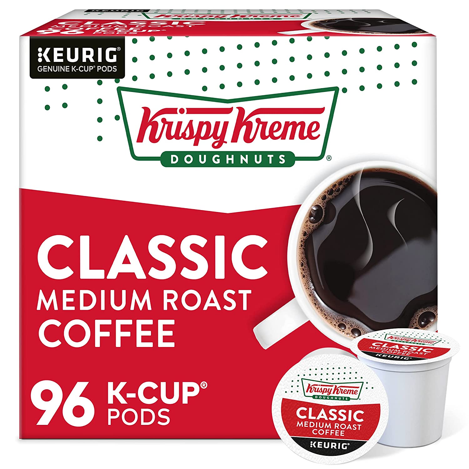 Krispy Kreme Classic. Single-Serve Keurig K-Cup Pods. Medium Roast Coffee. 96 Count