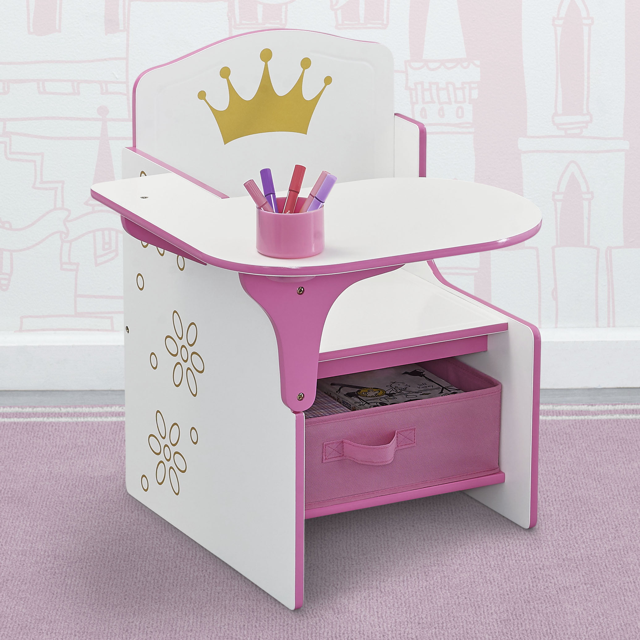 Delta Children Princess Crown Chair Desk with Storage Bin. Greenguard Gold Certified