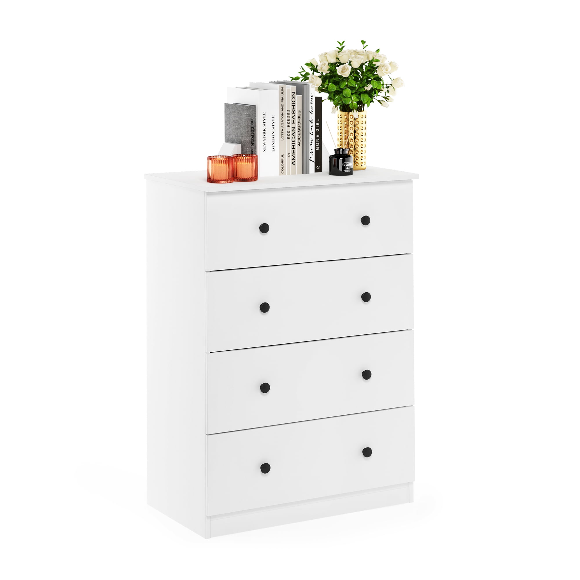 Furinno Tidur Simple Design 4-Drawer Dresser. Solid White