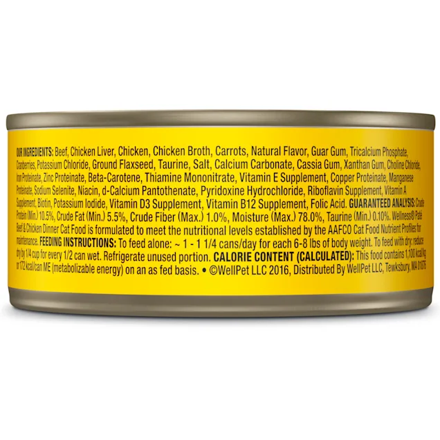 Wellness Complete Health Natural Grain Free Beef & Chicken Pate Wet Cat Food. 5.5 oz.. Case of 24