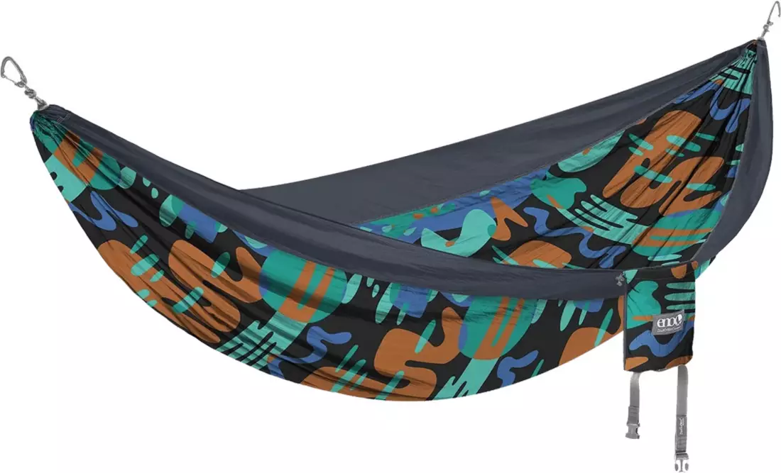 ENO DoubleNest Print Hammock - Charcoal/Lagoon/Sky