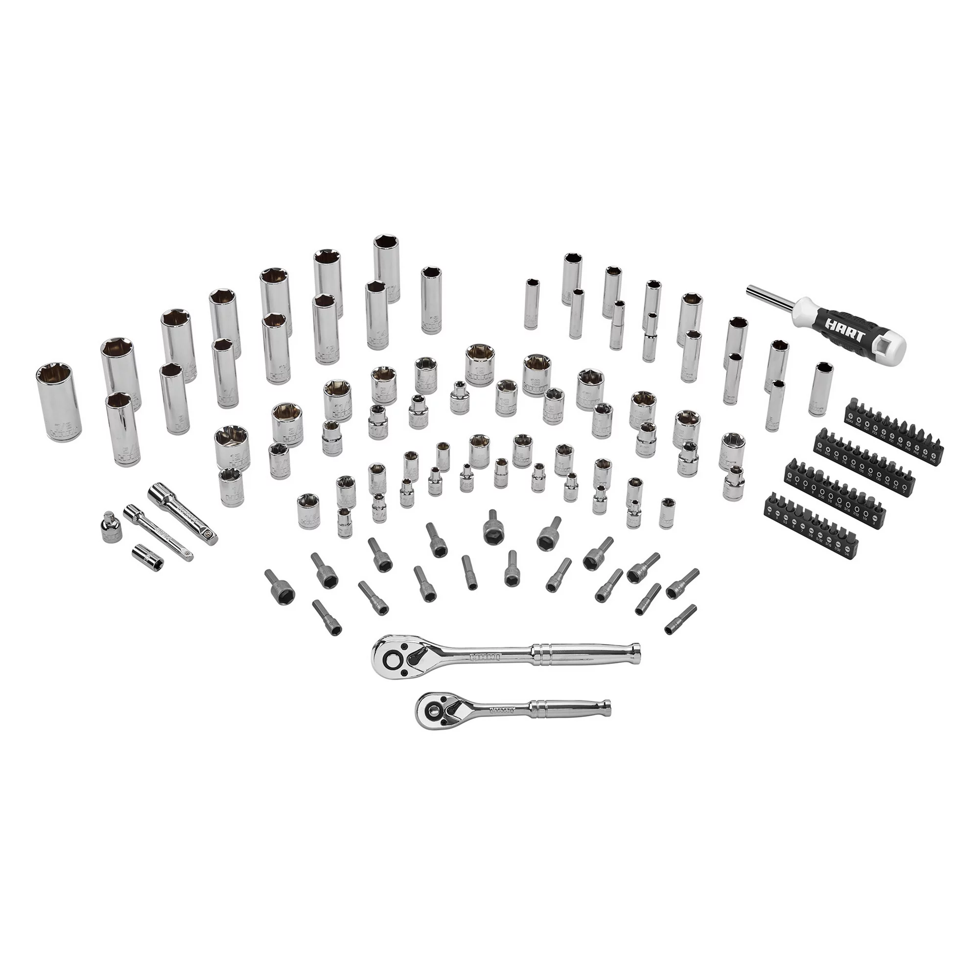 HART HHMTS402 140-Piece 1/4 and 3/8-inch Mechanics Tool Set. Chrome Finish