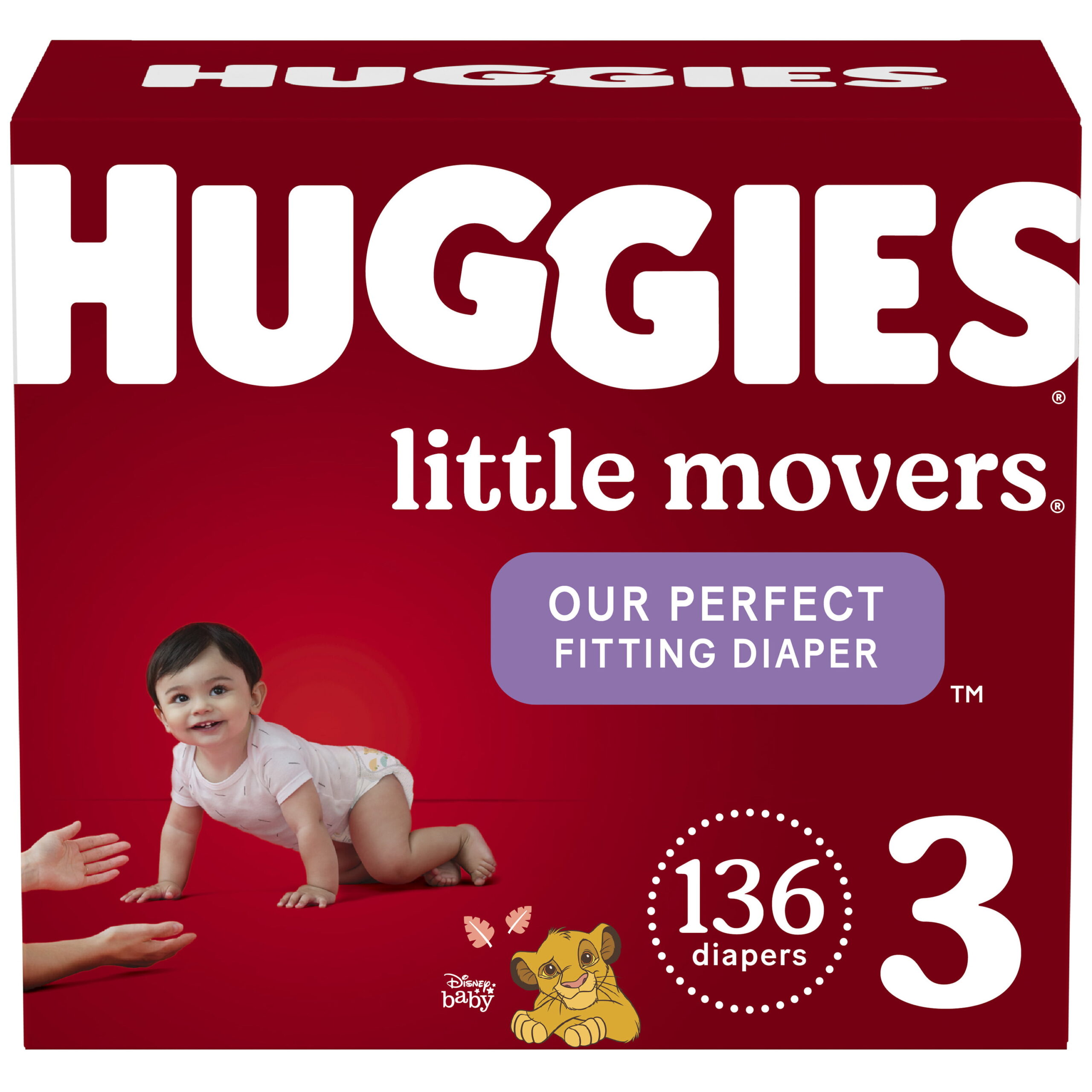 Huggies Little Movers Baby Diapers. 136 Ct. Size 3 (16-28 lbs)