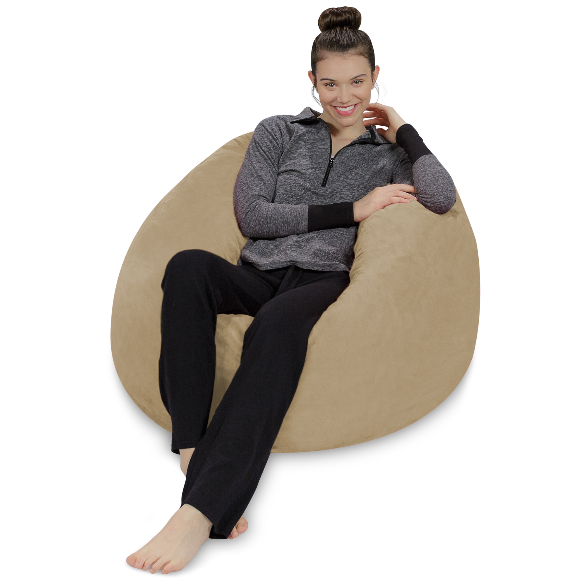 Sofa Sack Bean Bag Chair. Memory Foam Lounger with Microsuede Cover. Kids. 3 ft. Camel