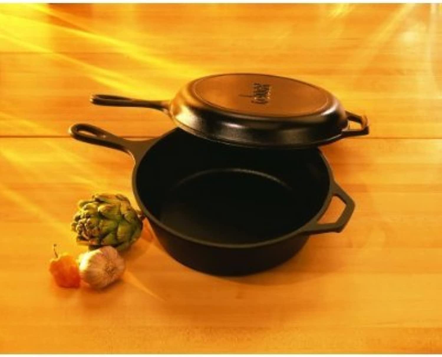 Lodge LCC3 Cast Iron Combo Cooker. Pre-Seasoned. 3.2-Quart