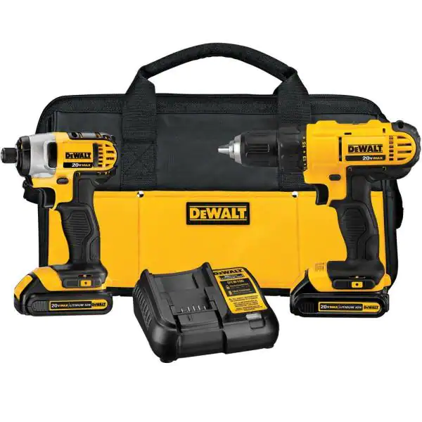 DEWALT DCK240C2 20-Volt MAX Cordless Drill/Impact Combo Kit (2-Tool) with (2) 20-Volt 1.3Ah Batteries. Charger & Bag