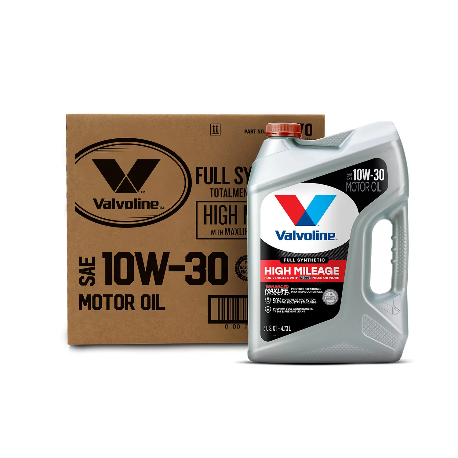 Valvoline Full Synthetic High Mileage MaxLife 10W-30 Motor Oil 5 QT. Case of 3