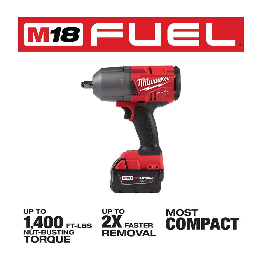 Milwaukee 2767-21B-2960-20 M18 FUEL 18V Lithium-Ion Brushless Cordless 1/2 in. and 3/8 in. Impact Wrench with Friction Ring Kit (2-Tool)