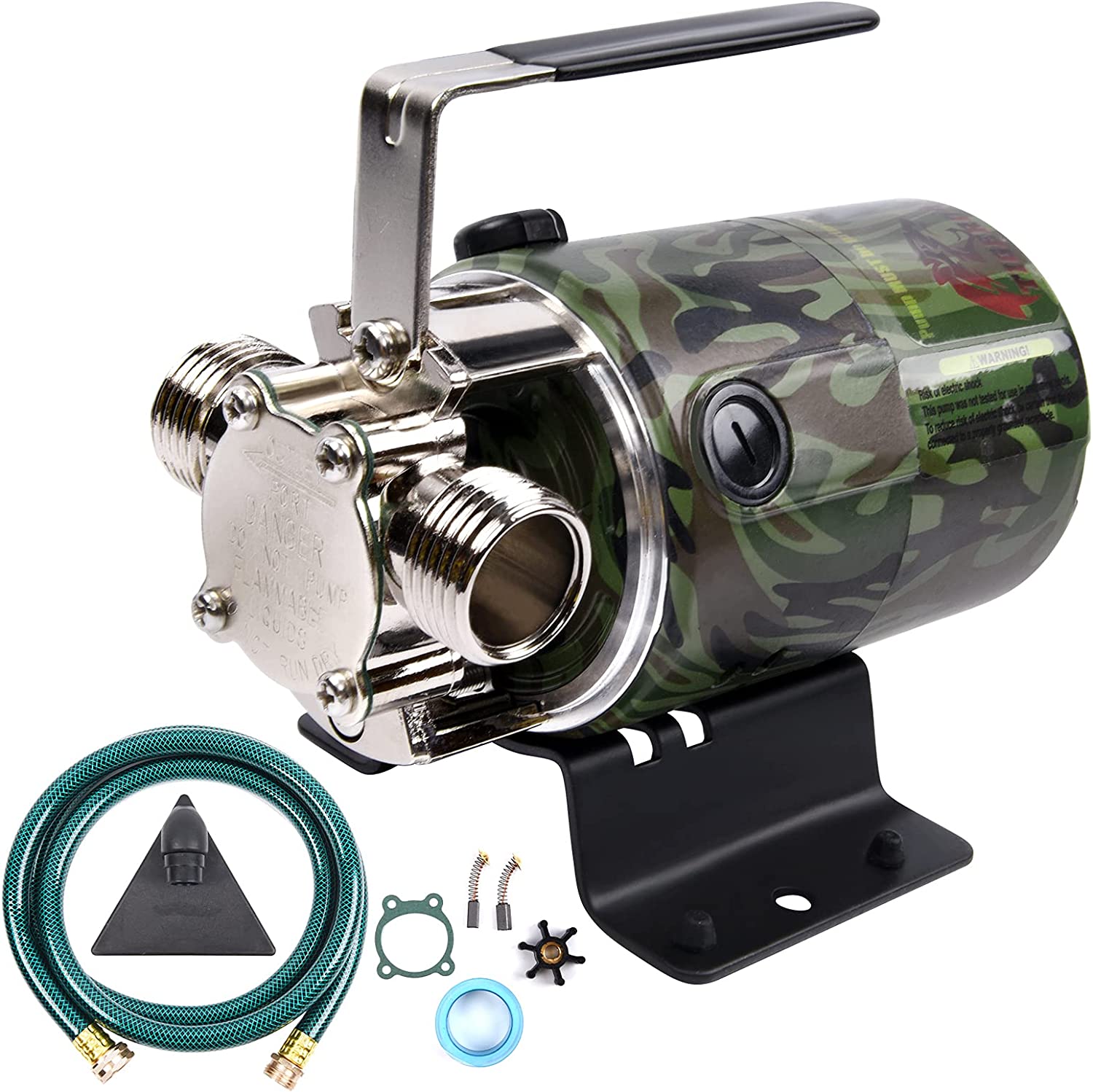 TIGEROAR 115V AC Water Transfer Pump 330 GPH Electric Utility Pump with 6 ft. Suction Pump Hose Pool Pump for Water Transferring from Ponds. Pools. Aquariums. Hot Tubs. etc. - Camouflage Color