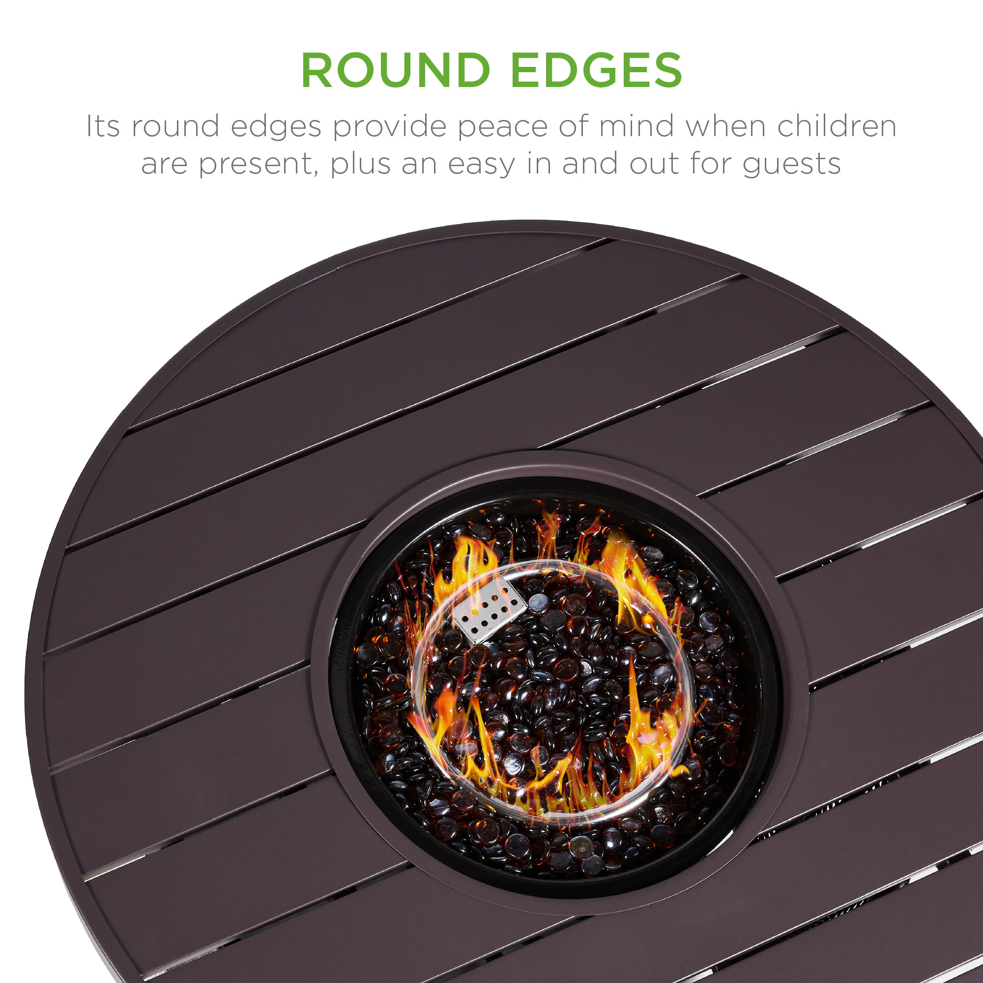 Best Choice Products 32in Round Gas Fire Pit Table. 50.000 BTU Outdoor Wicker Patio Propane Firepit w/ Cover - Brown