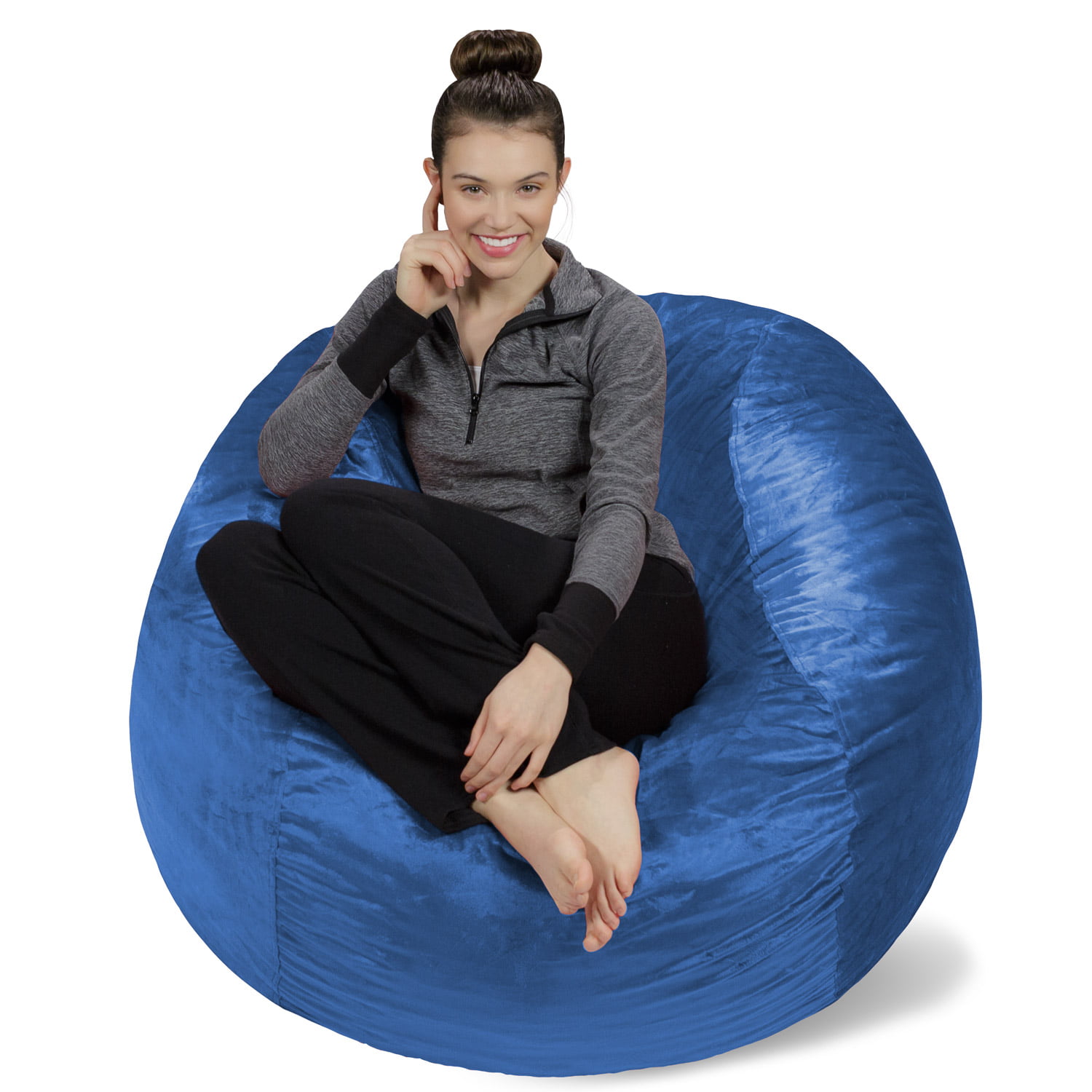 Sofa Sack Bean Bag Chair. Memory Foam Lounger with Microsuede Cover. Kids. Adults. 4 ft. Royal Blue