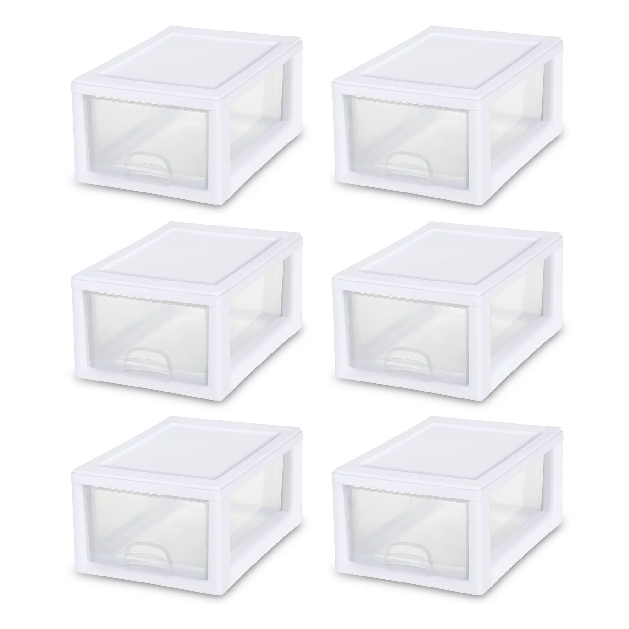 Sterilite 1.5 Gallon Plastic Drawer Chests. White. 6 Count