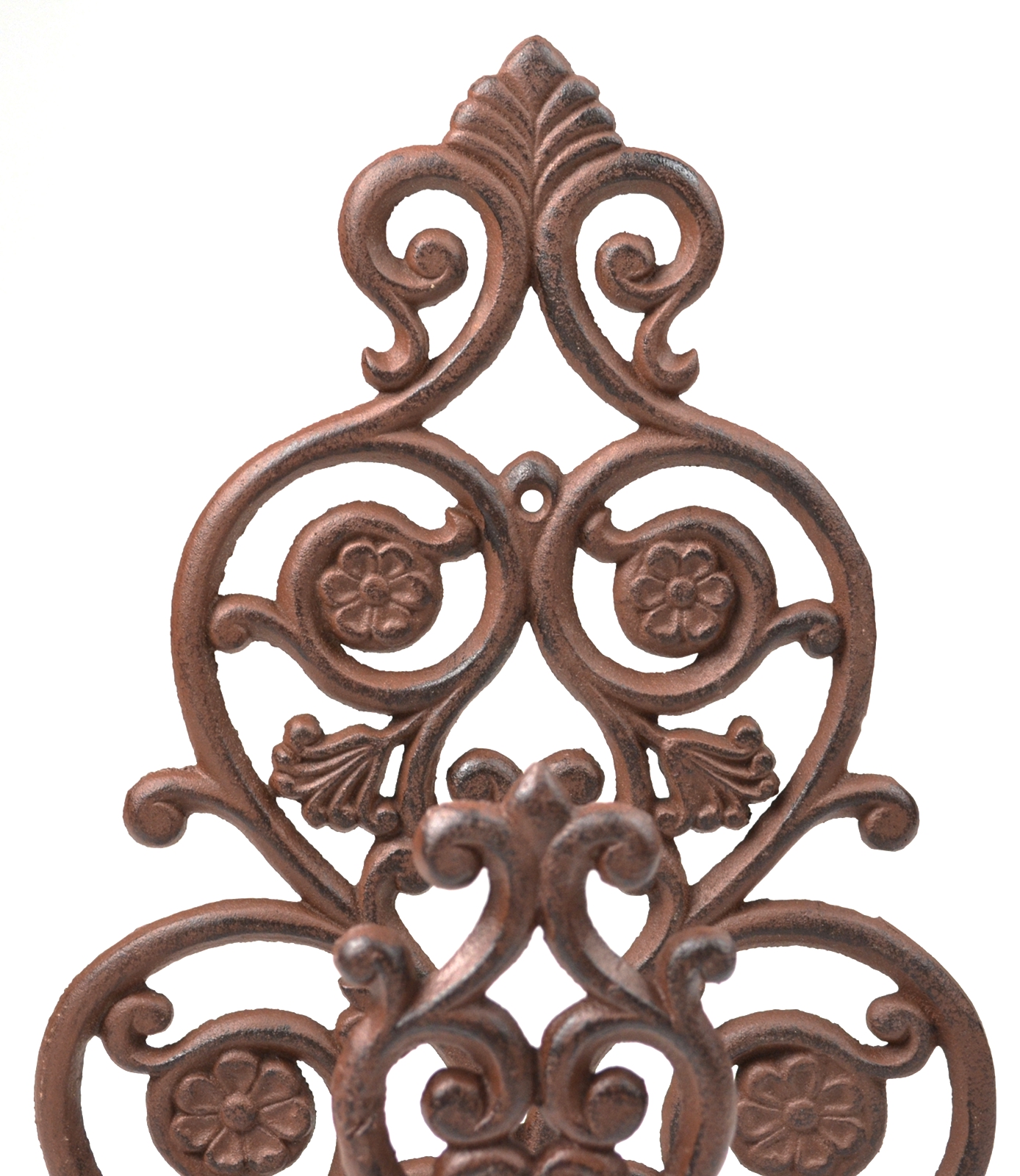 Cast Iron Garden Hose Holder - Floral & Spade Pattern - 13.25″ Tall