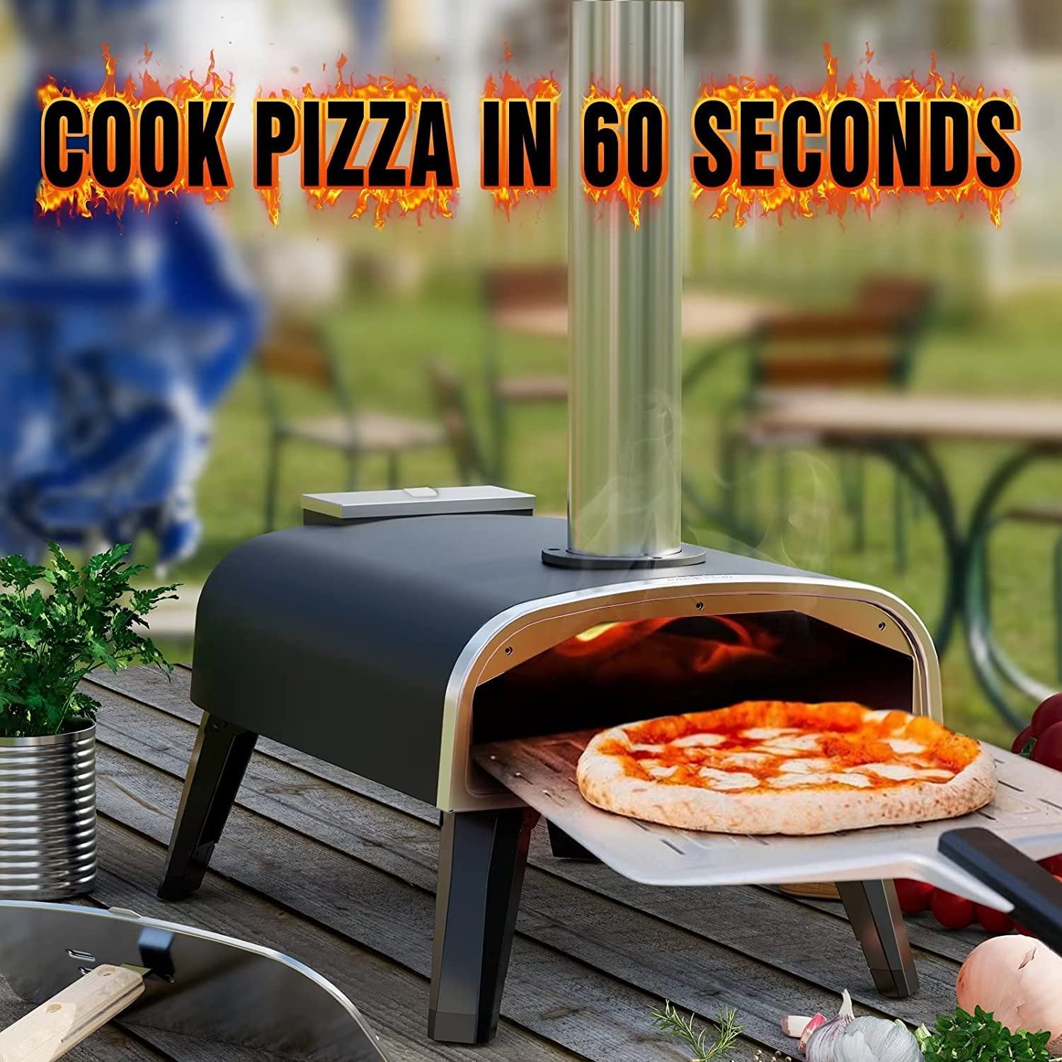 aidpiza Pizza Oven Outdoor 12″ Wood Fired Pizza Ovens Pellet Pizza Stove for Outside. Portable Stainless Steel Pizza Oven for Backyard Pizza Maker Portable Mobile Outdoor Kitchen