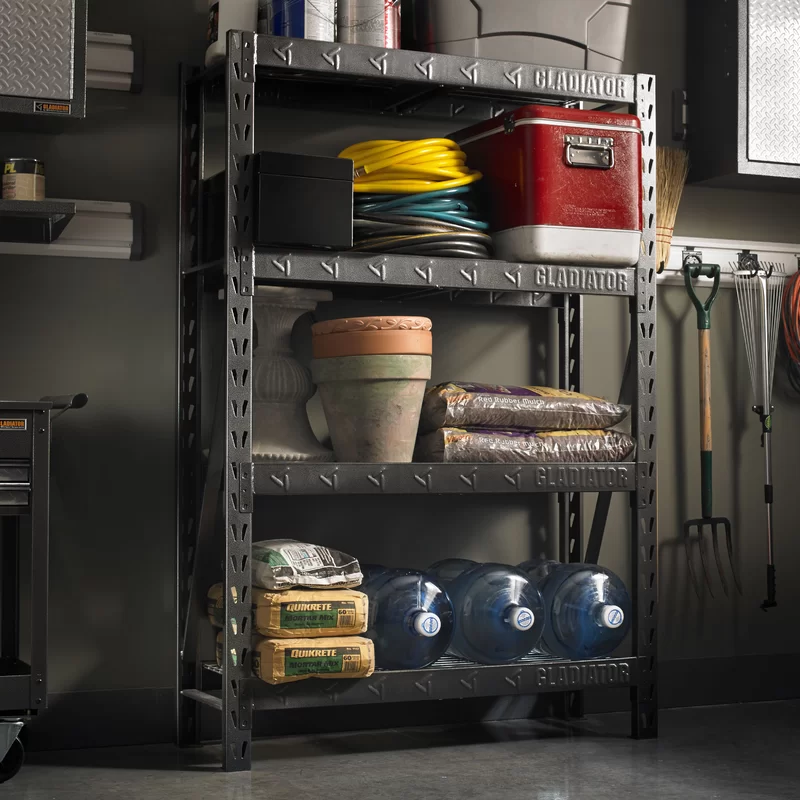 Gladiator GARS484TEG 4-Tier Welded Steel Garage Storage Shelving Unit (48 in. W x 72 in. H x 18 in. D)