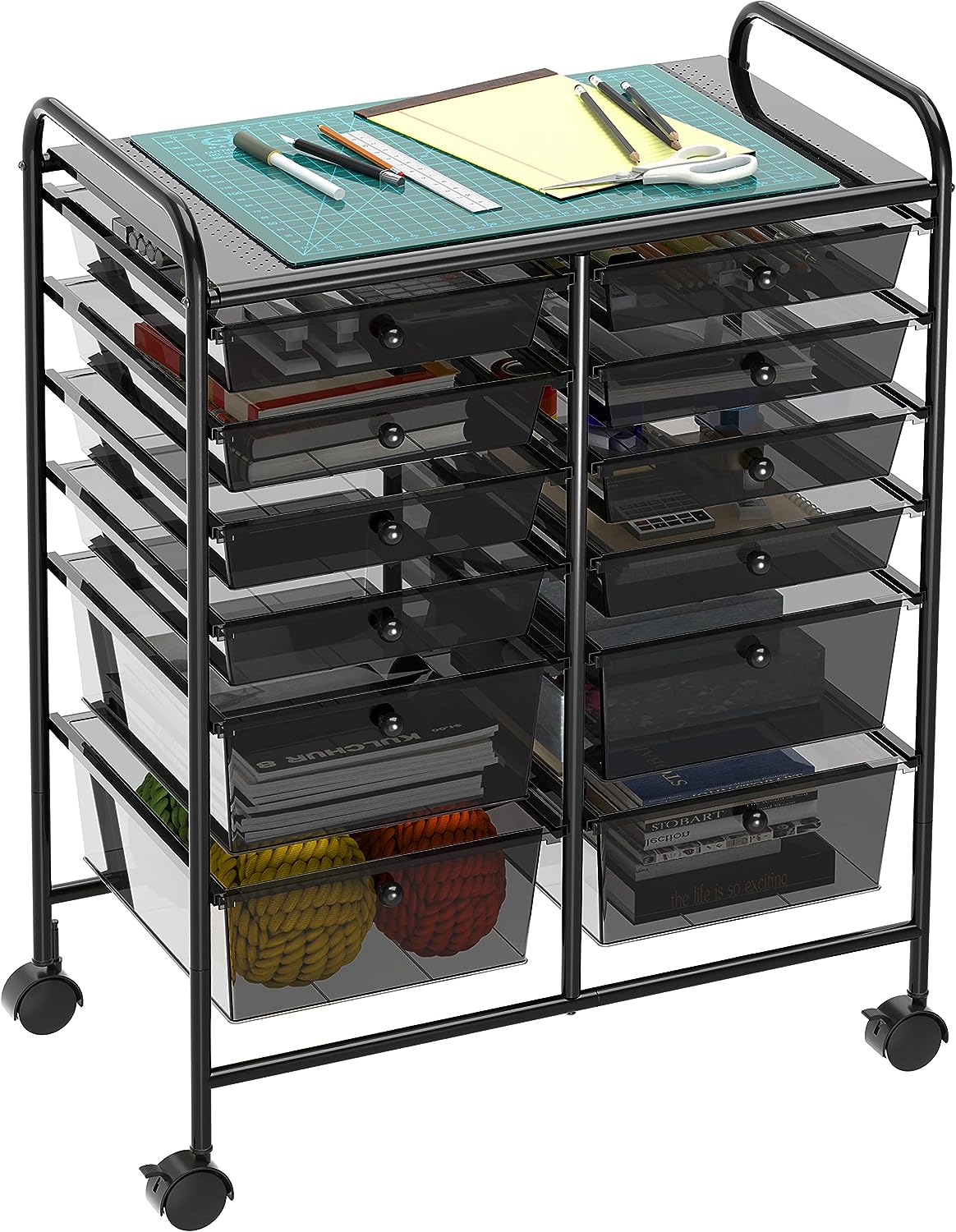 SimpleHouseware 12-Drawers Rolling Storage Cart. Black