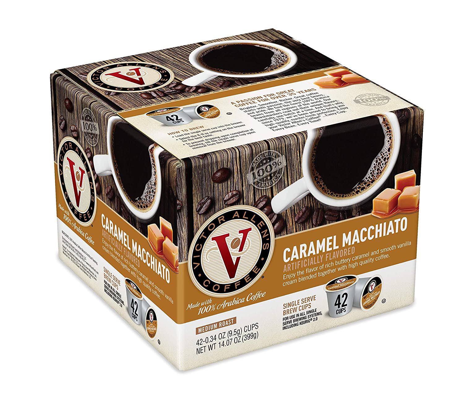 Victor Allen's Caramel Macchiato for K-Cup® Keurig 2.0® Brewers. 42 Count. Victor Allen's Coffee® Medium Roast Single Serve Coffee Pods