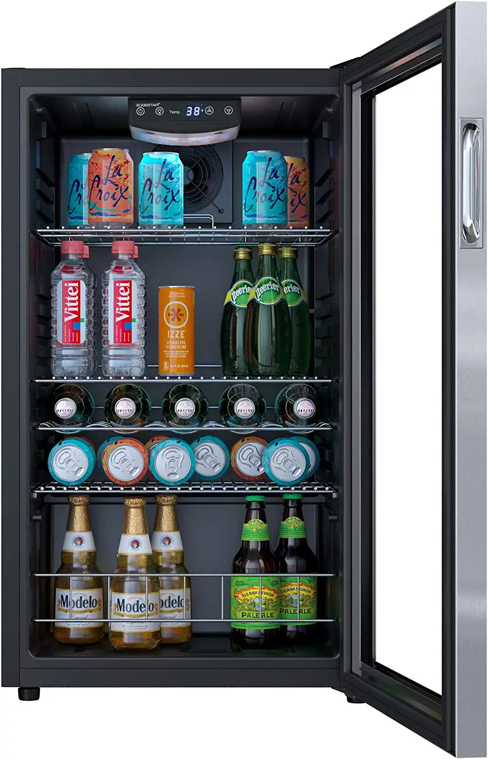 EdgeStar BWC121SS 18.875-in W 105-Can Capacity Black Cabinet; Stainless Steel Door Freestanding Beverage Refrigerator