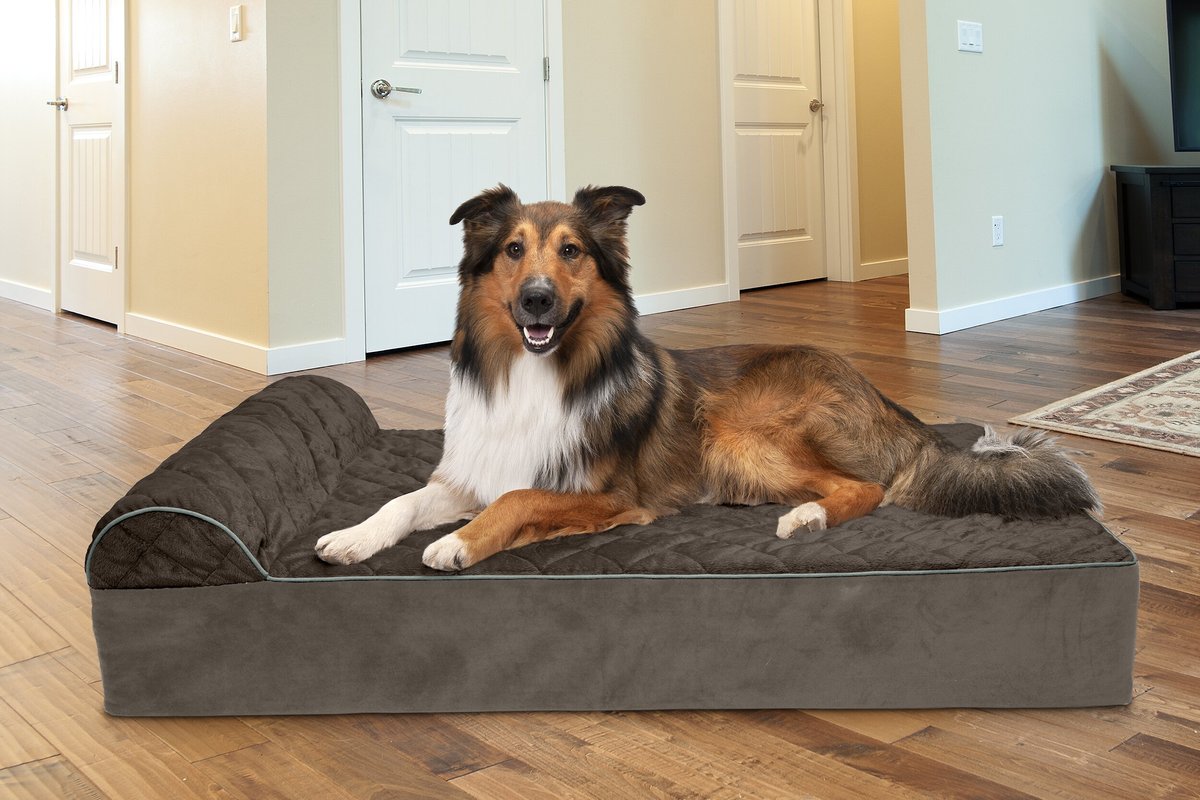 FurHaven Quilted Goliath Chaise Bolster Dog Bed w/Removable Cover - Espresso. 2XL