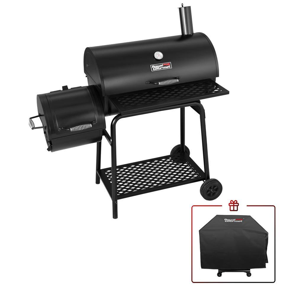 Royal Gourmet CC1830FC Charcoal Grill with Offset Smoker in Black Plus A Cover