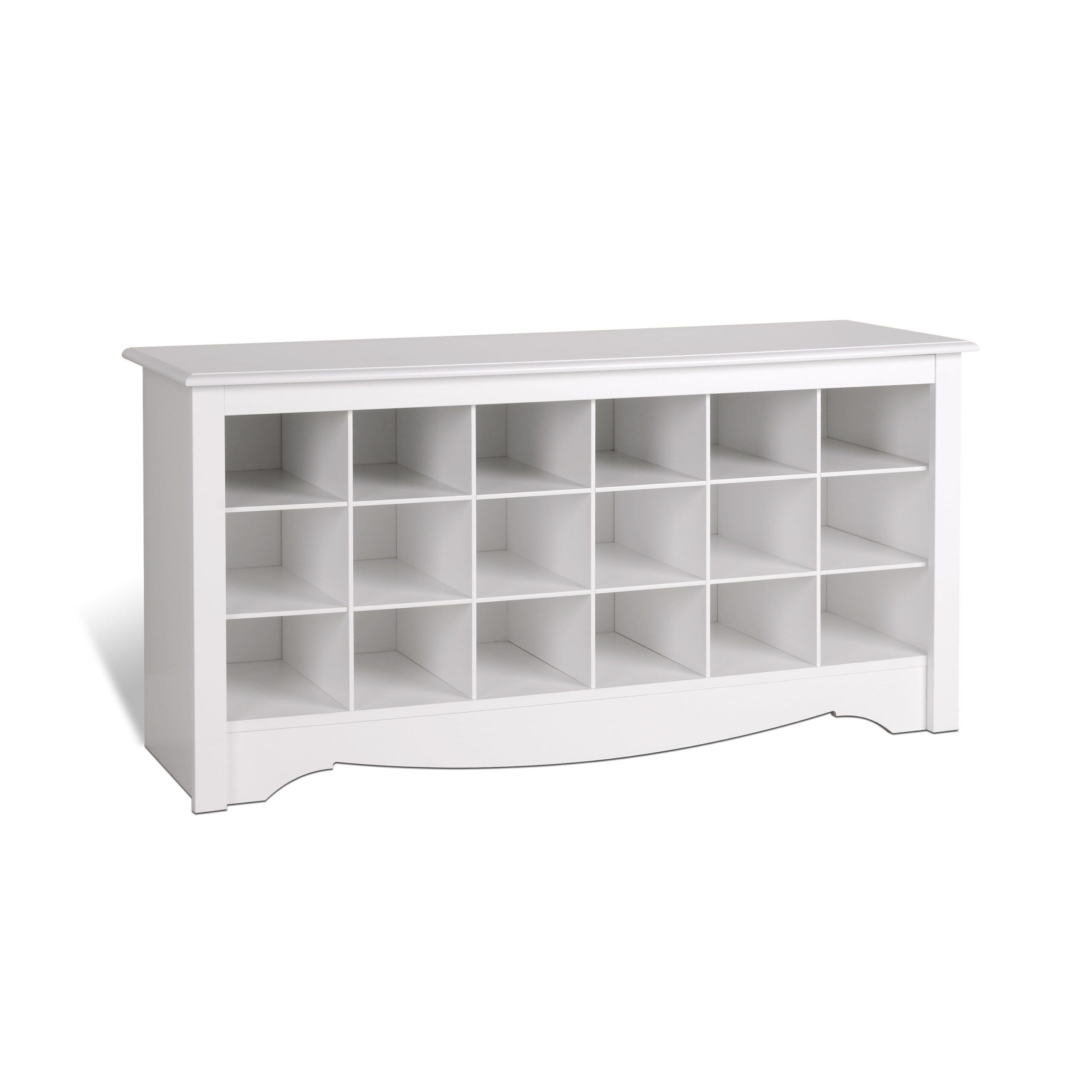 Prepac Entryway Shoe Storage Cubby Bench. White 18 Pair