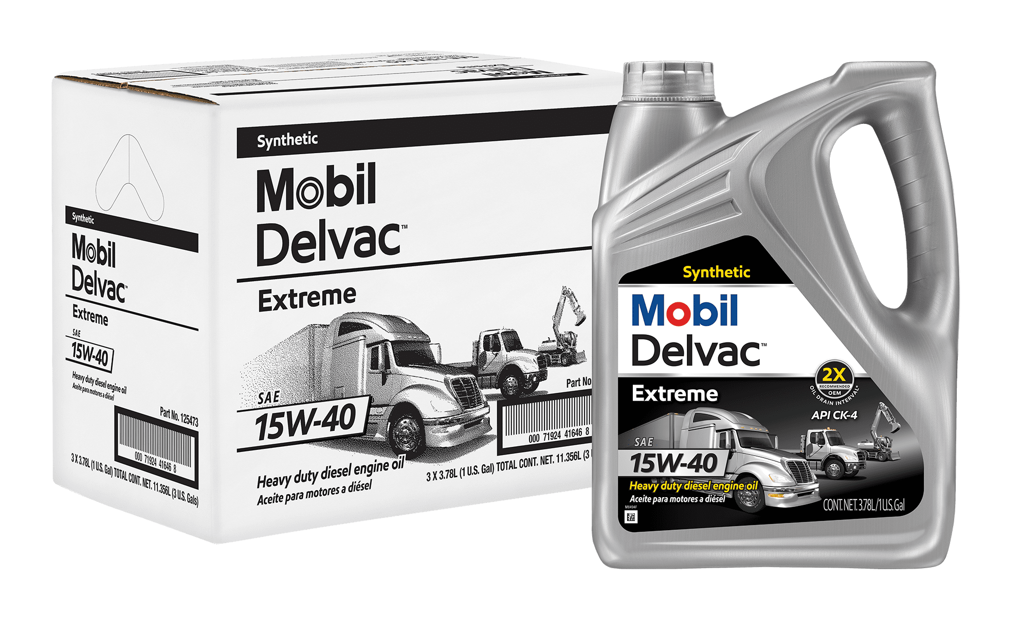 Mobil Delvac Extreme Heavy Duty Full Synthetic Diesel Engine Oil 15W-40. 1 Gal (3 pack)